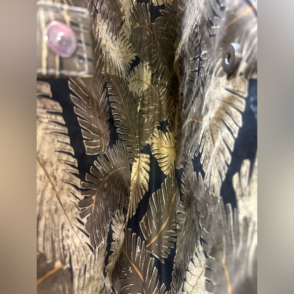 Black With Tropical Print Large Straw Beach/Summer Tote Bag - Picture 4 of 4